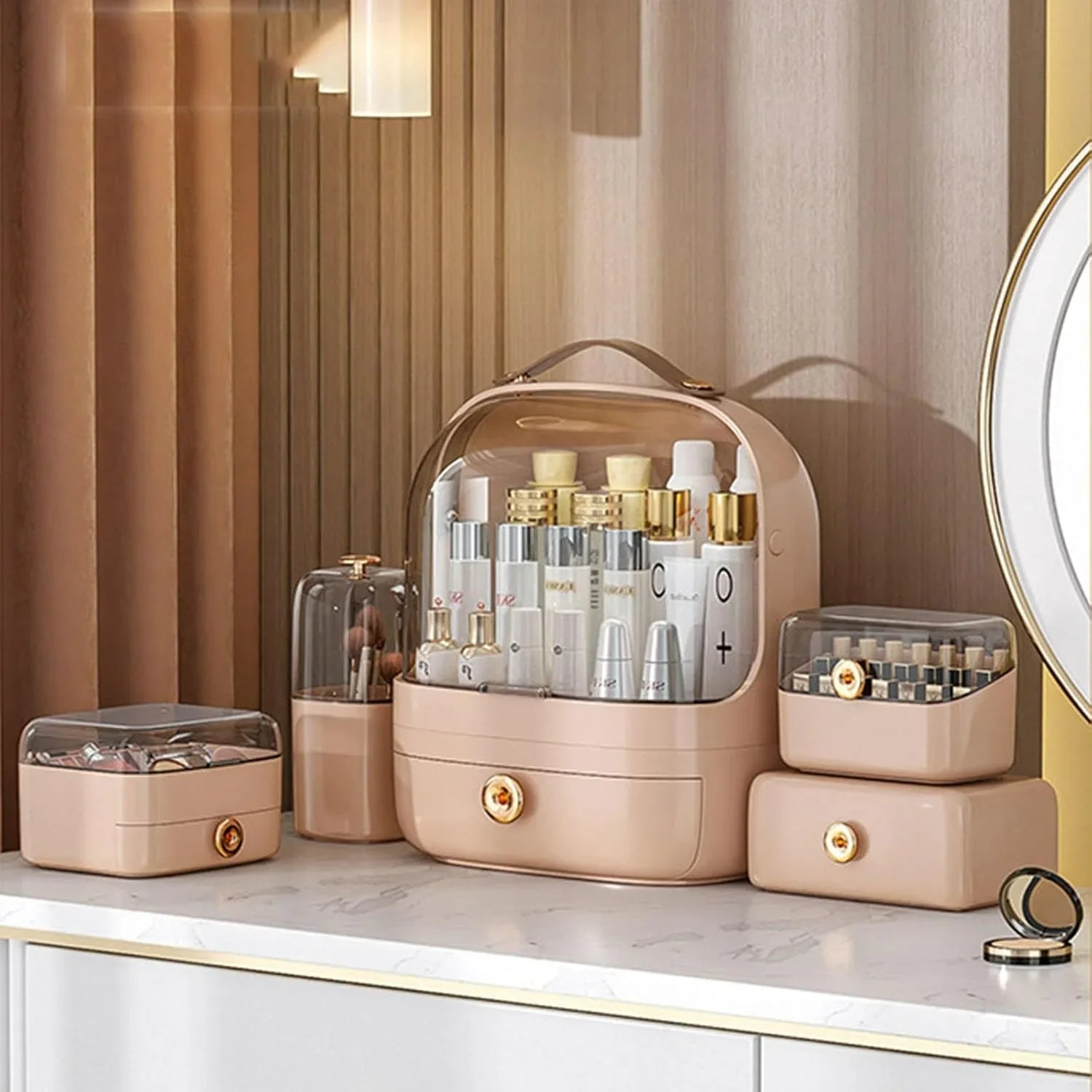 Caixa de Armazenamento para Maquiagem e Cosméticos com Gavetas Organização Design Sofisticado e Impermeável Penteadeira Bathroom