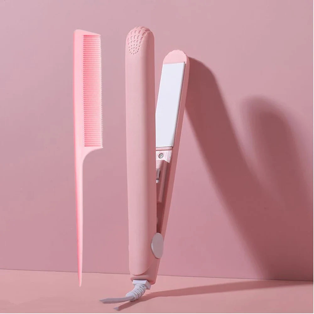 Mini Alisador de Cabelo Cerâmico Rosa - Efeito Salão