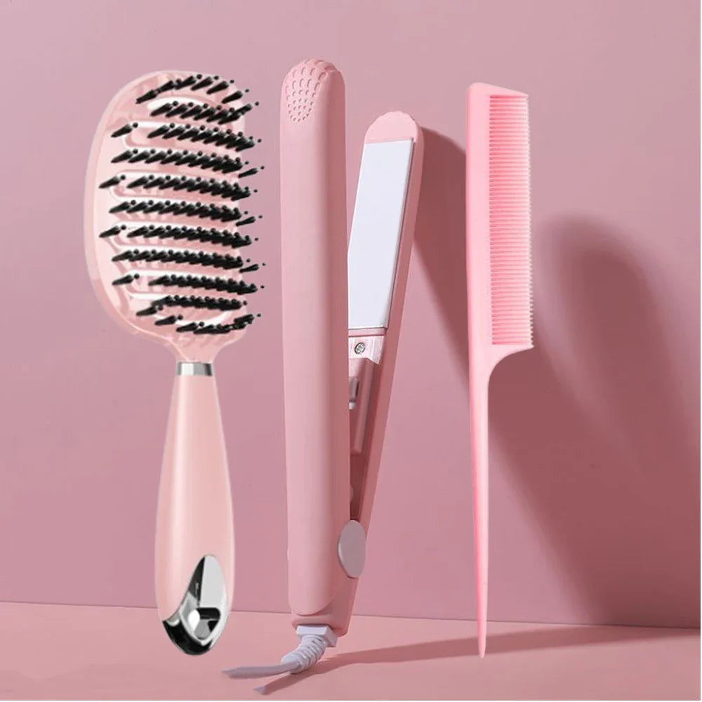 Mini Alisador de Cabelo Cerâmico Rosa - Efeito Salão
