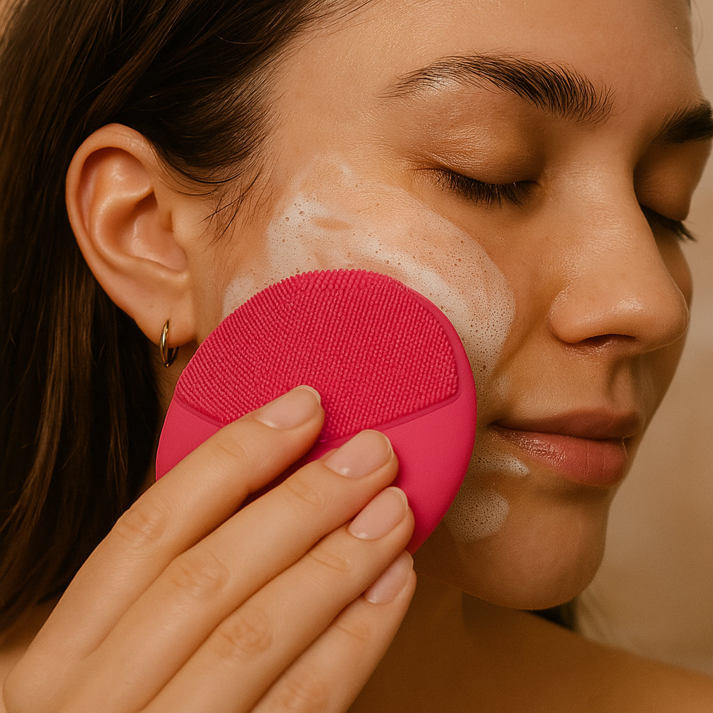 Escova de Limpeza Facial Tipo Foreo Rosa