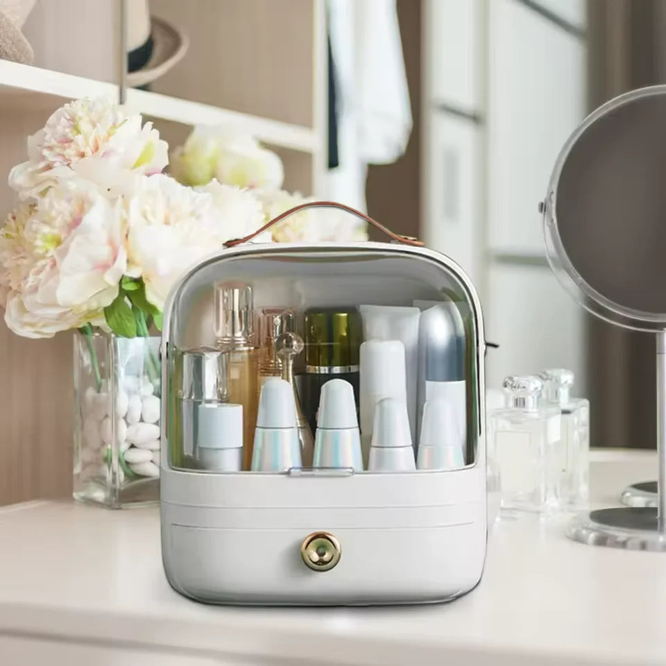Caixa de Armazenamento para Maquiagem e Cosméticos com Gavetas Organização Design Sofisticado e Impermeável Penteadeira Bathroom