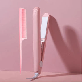 Mini Alisador de Cabelo Cerâmico Rosa - Efeito Salão